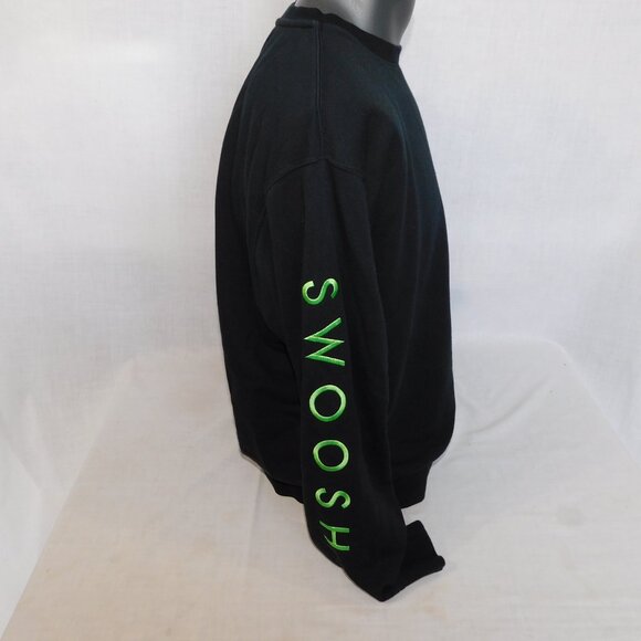 Nike Mens L Black Green Red Double Swoosh Embroidered Crewneck Sweatshirt - Picture 3 of 9